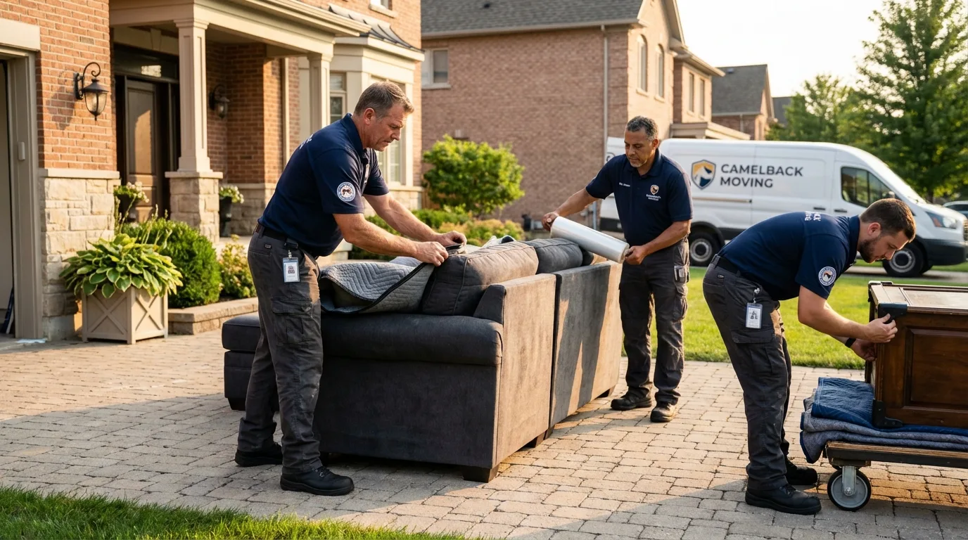 Large estate moving crew wrapping furniture in Holland, TX